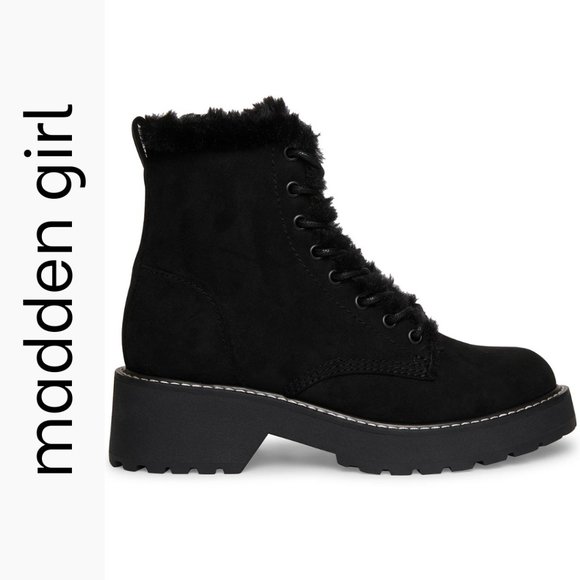 NWT Madden Girl Carra Faux-Fur Combat Booties 7 - Picture 4 of 12